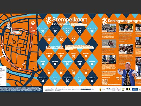 Handige flyer- en stempelkaart voor Koningsdag in Schiedam-Centrum